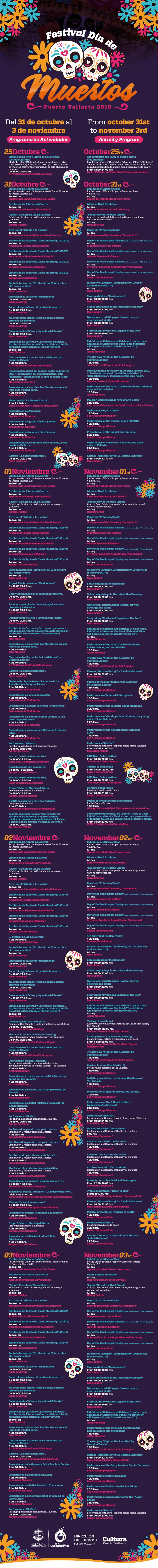 Programa de eventos para el festival del día de muertos 2019