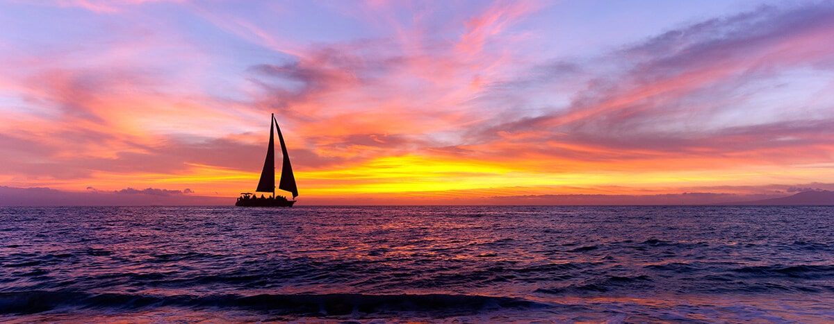 Sailboat at sunset in Puerto Vallarta.