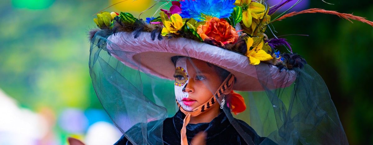 Girl dressed as Catrina for the Day of the Dead.